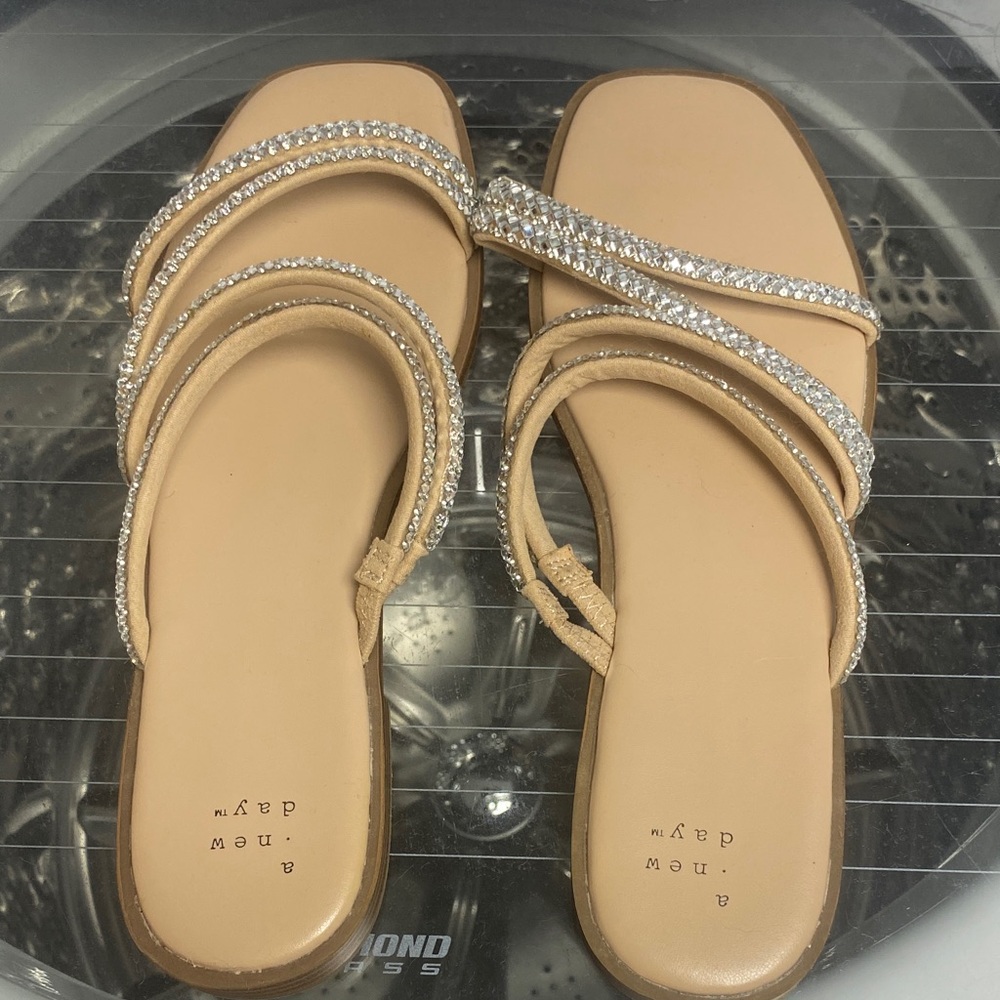 a new day Tan Crystal Embellished Sandals